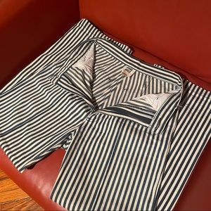 Lykke Wullf Cowgirl Jeans in blue and white stripe, size 4.